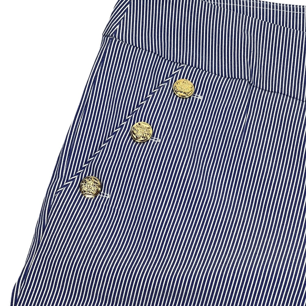Liz Claiborne Bermuda Shorts XL Blue White Stripe Gold Button Nautical Pull-On - Picture 6 of 10